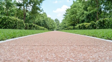 Fototapeta premium Park Running Path, Sunny Day, Green Trees, Peaceful