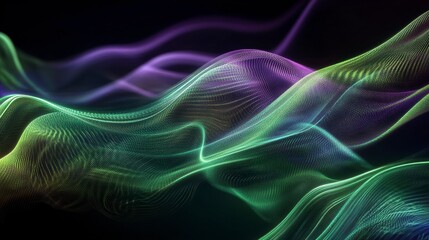 Obraz premium Waves of Color: An abstract and captivating display of colorful, undulating waves against a dark backdrop, evoking a sense of movement and energy.