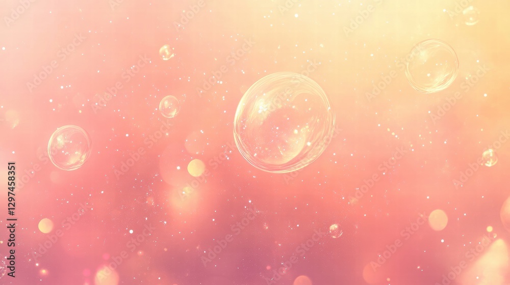 Poster colorful bubbles floating against a soft pastel background creating a dreamy atmosphere. generative 