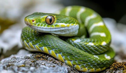 Green Snake in Natural Habitat
