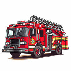 Fire truck with ladders and bright colors, ready for action and emergencies