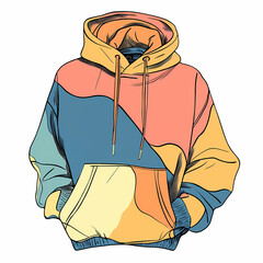 modern hoodie with colorful patterns and drawstrings, perfect for casual wear