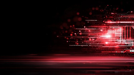 Dynamic red digital data flow abstract art digital space modern technology perspective