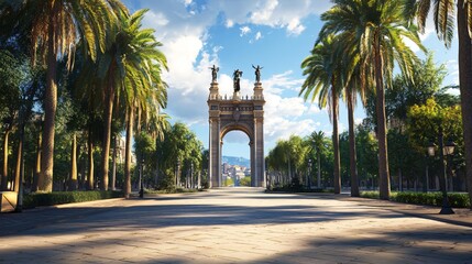 Obraz premium Spectacular Barcelona Arch Architecture Ultra-Detailed Hyper-Realistic Cinema Image for Creative Projects