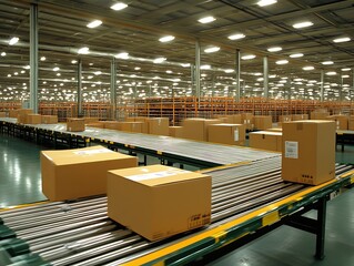 Boxes Moving Conveyor Warehouse
