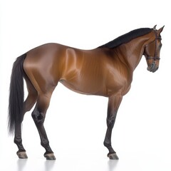 Obraz premium Majestic Brown Horse Standing Proudly Against Clean Backdrop