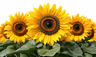 Fototapeta premium Sunflowers in Field, Close-Up View, Nature