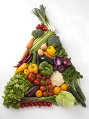A Colorful Arrangement of Fresh Vegetables Forming a Festive Christmas Tree Shape