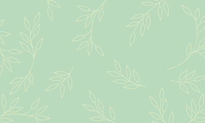 Pastel Green Leaves Background, Repeating Botanical Pattern Vector illustration