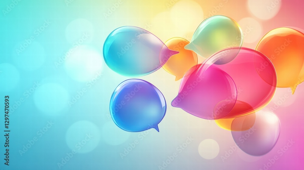 Leinwandbilder colorful speech bubbles floating against a vibrant background with soft lighting in artistic design.