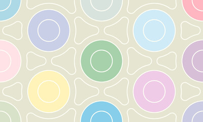 Fototapeta premium Pastel Geometric Pattern with Colorful Circles and Intersecting Lines, A Modern and Abstract Design for Creative Backgrounds and Textures.