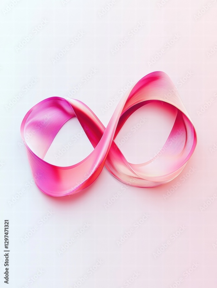 Aufkleber colorful ribbon twisted into an infinity symbol on a light background with pink hues. generative ai