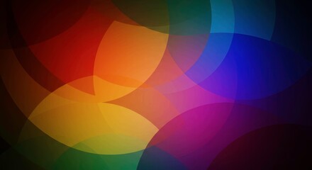 Obraz premium Abstract Rainbow Circles: An eye-catching artwork features overlapping translucent circles in a vibrant spectrum of rainbow hues, creating a dynamic and visually stunning composition.