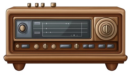 Obraz premium Brown, wooden radio playing in the background