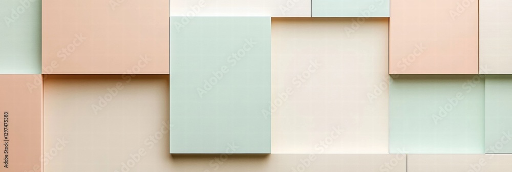 Poster geometric wall design with pastel colors creating a modern and inviting interior atmosphere. generat