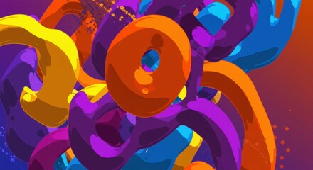 Abstract Artistic Forms: Colorful, rounded abstract forms with smooth gradients. This dynamic digital art piece explores the fluidity of shapes and vibrant color contrasts
