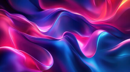 Obraz premium Abstract Fluid Art: Vibrant Pink and Blue Swirls, Dynamic Digital Painting, Neon Gradient Texture