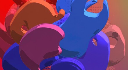 Abstract Colorful Faces: An artistic and modern illustration features an abstract composition of faces in a vibrant spectrum of colors, creating a sense of intrigue and creative expression.