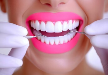 Bright Smiles and Dental Tools for Oral Hygiene and Care