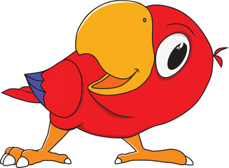 A funny parrot is greeting the world