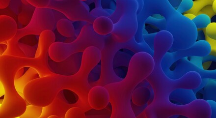 Abstract Organic Shapes: Vibrant and dynamic digital art, showcasing a colorful array of organic shapes, intertwined and flowing, evoking a sense of growth and interconnectedness. 