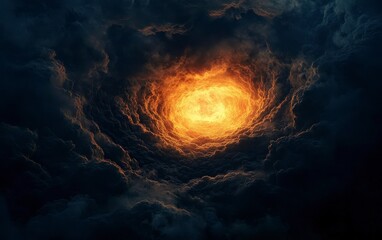 Fiery Swirl in Dark Clouds