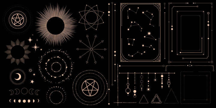 Set of simple elements for design in an esoteric space style