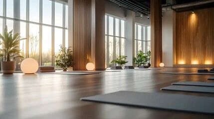 Fototapeta premium Indoor yoga a serene session of mindfulness and soft lighting
