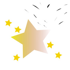 Stars icon., gradient star transitioning from yellow to red, surrounded by smaller yellow stars. The design conveys a sense of celebration and energy, making it ideal for themes related to achievement