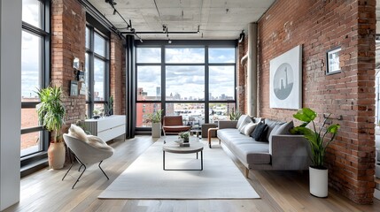 Contemporary urban living cozy brick apartment with views