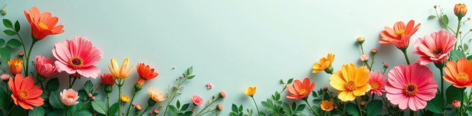 Floral wallpaper with realistic artificial flowers and greenery, natural look, artificial flowers