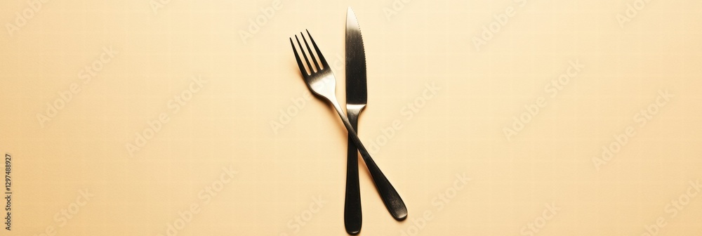 Aufkleber cutlery set positioned on light background ready for dining experience with elegant table setting. g