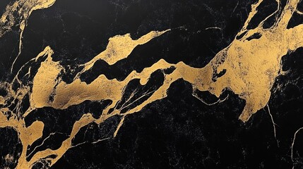 Obraz premium Elegant black marble with golden veins on a smooth surface, ideal for upscale designs.