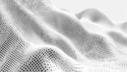 Abstract digital fabric wave, white backdrop, data flow