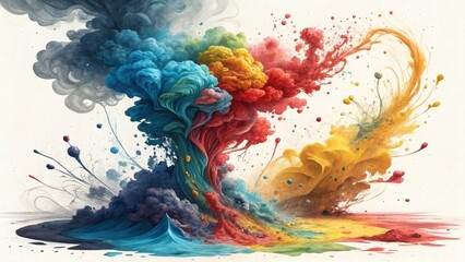 Abstract Colorful Ink Explosion