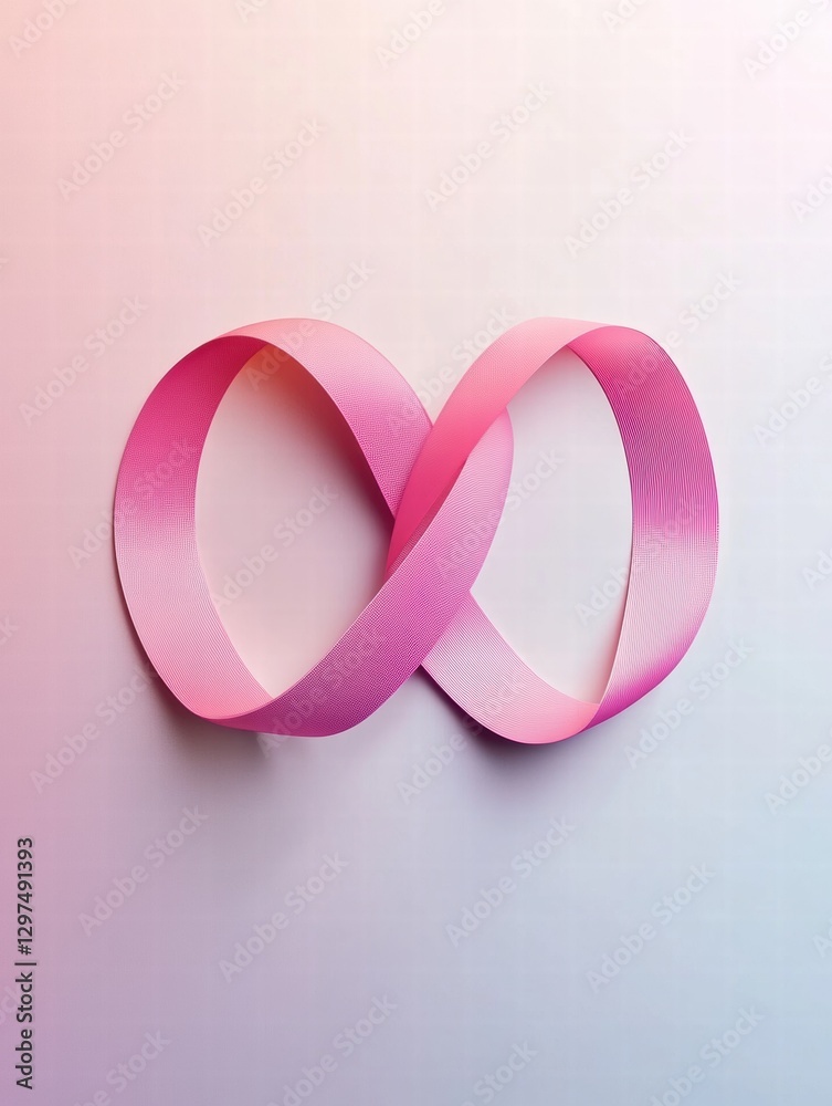Aufkleber artistic design of pink ribbon in a mathematical infinity symbol against a softly colored background