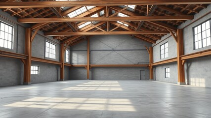 Modern Industrial Architecture with Wood Beams