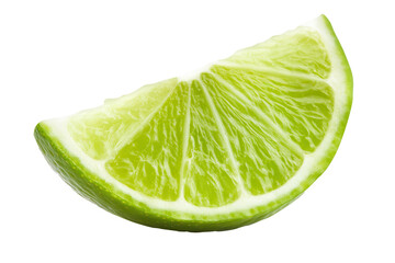 A single slice of fresh lime on a white and transparent background