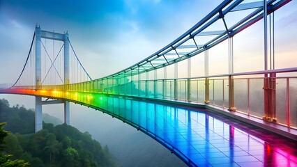 Naklejka premium Rainbow Suspension Bridge Reflection