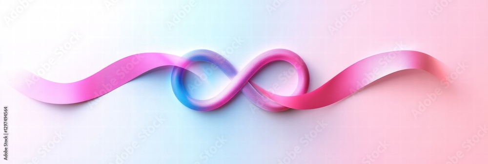 Aufkleber colorful infinity symbol created with pink and blue ribbon on a soft gradient background. generative