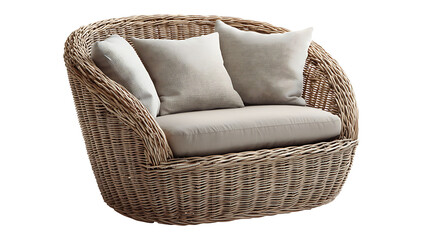 Fototapeta premium A wicker couch with two pillows on it