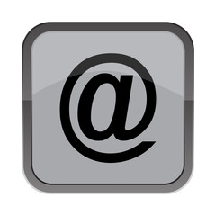 At sign icon. Gray square shape. Email address symbol. Vector communication element.