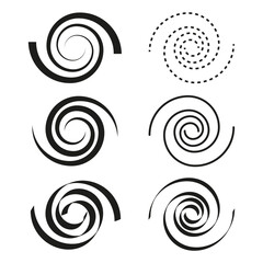 Spiral pattern. Rotational swirl design. Abstract vortex shape. Vector illustration.