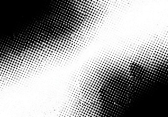 Fototapeta premium Grunge noise gradient texture. Dirty grain background. Grungy grit pattern. Black-white random dot texture for poster, banner, Dotted halftone overlay. Sand dusty distressed wallpaper. 