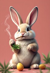 Obraz premium High on Easter: A Whimsical 3D Render of a Bunny