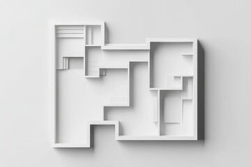 White architectural floor plan, modern home, top view, interior design