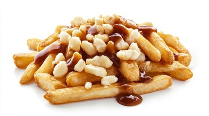 Fototapeta premium Crispy fries with gravy topping