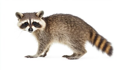 Obraz premium Curious Raccoon on White Background