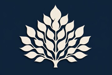 Elegant symmetrical floral pattern with stylized leaves and deep blue background artistic botanical vector with modern design high quality textures and decorative nature inspired digital artwork