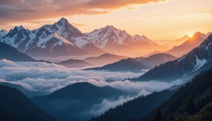 Breathtaking sunrise over mountain range cascade mountains landscape photography natural environment scenic view tranquility